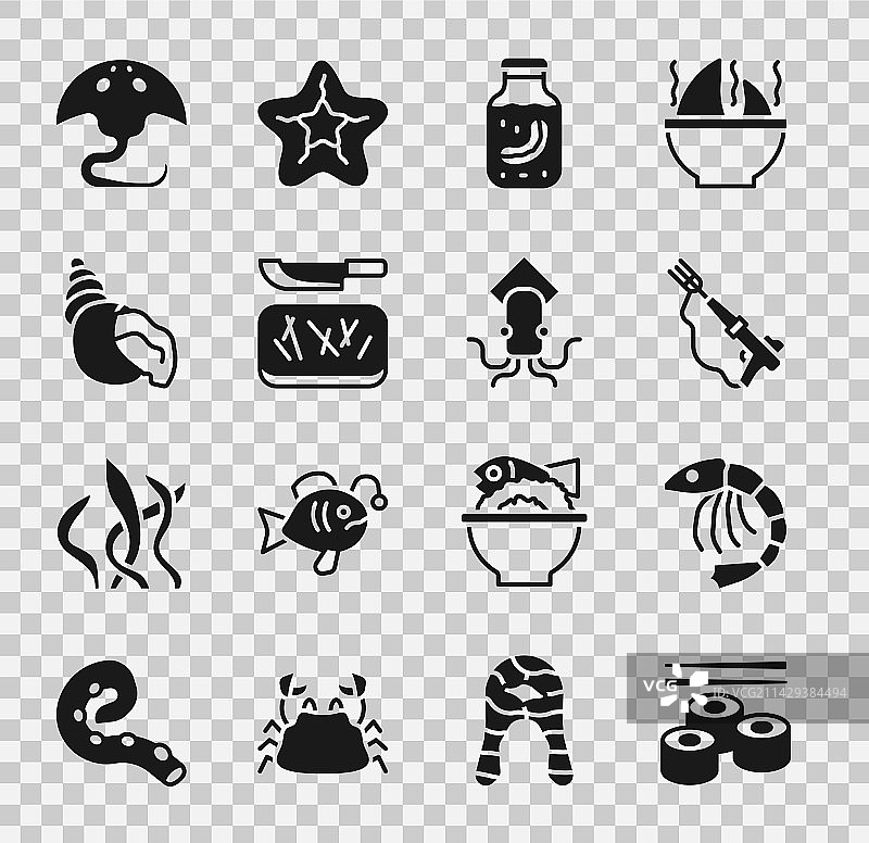 寿司套餐：虾、鱼叉、海参图片素材