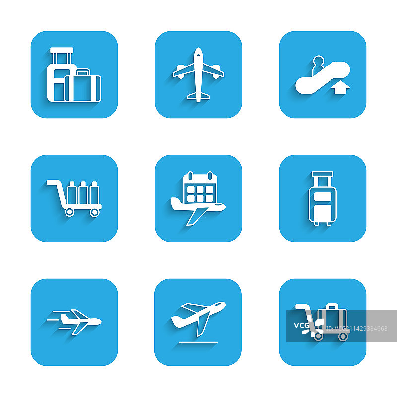 日历、飞机起飞和手推车素材图片素材