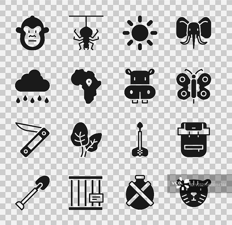 老虎头登山背包蝴蝶太阳合集图片素材