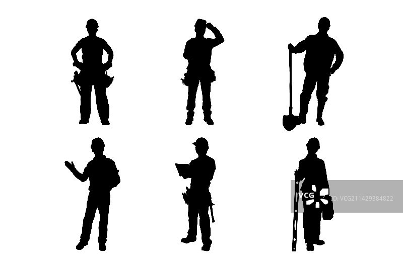 建筑工人剪影系列图片素材