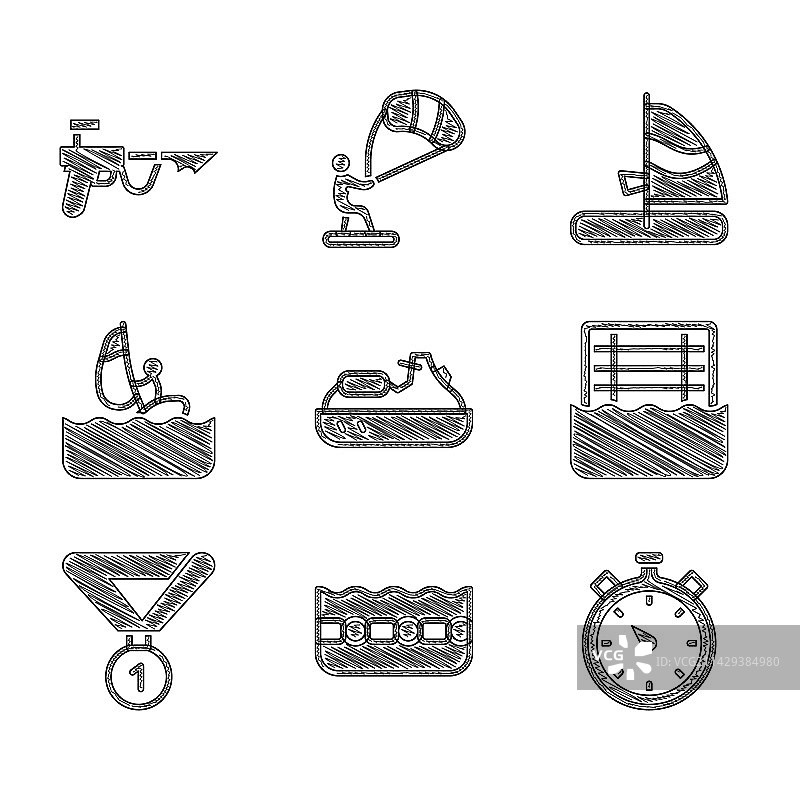 水上摩托艇与游泳池水球图片素材