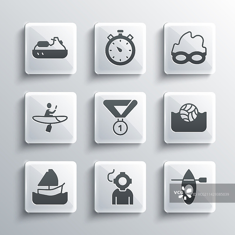 皮划艇水球奖牌套装图片素材