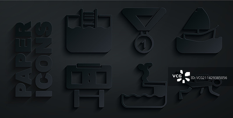 游泳跳水游艇帆船套装图片素材