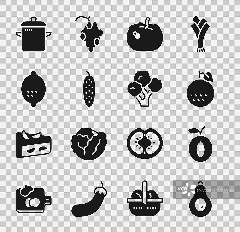 牛油果、李子、橙子、南瓜和黄瓜图片素材