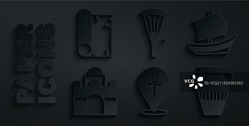 十字架安卡埃及船屋花瓶莲花场景图片素材