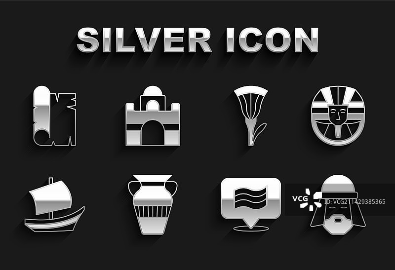 埃及花瓶法老船旗图片素材