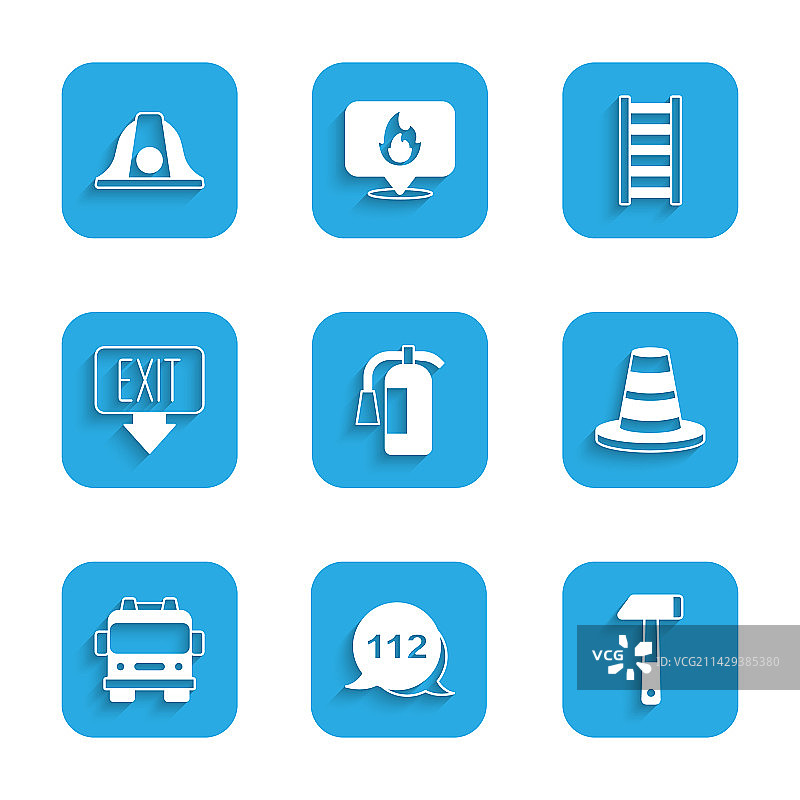 灭火器、紧急呼叫锤设置图片素材