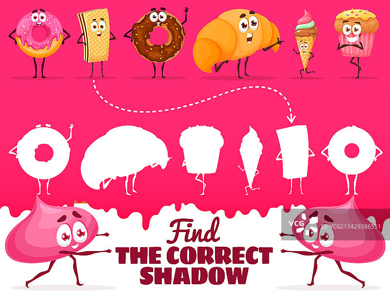 找出卡通烘焙甜点的正确影子图片素材