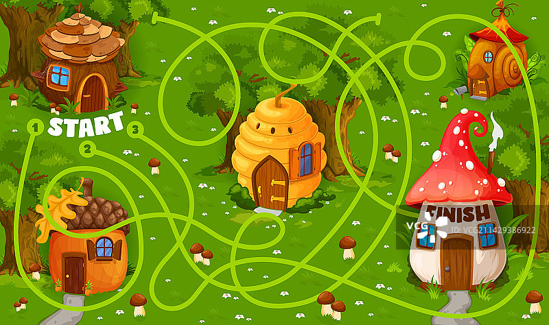 童话卡通房屋迷宫图片素材