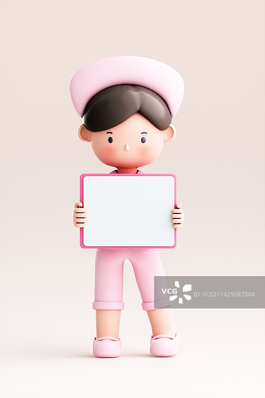 3D渲染的可爱的卡通小护士图片素材