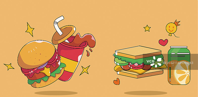 潮流食物矢量插画图片素材