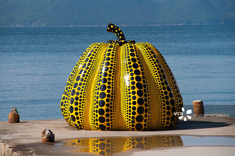 直岛草间弥生的黄南瓜图片素材