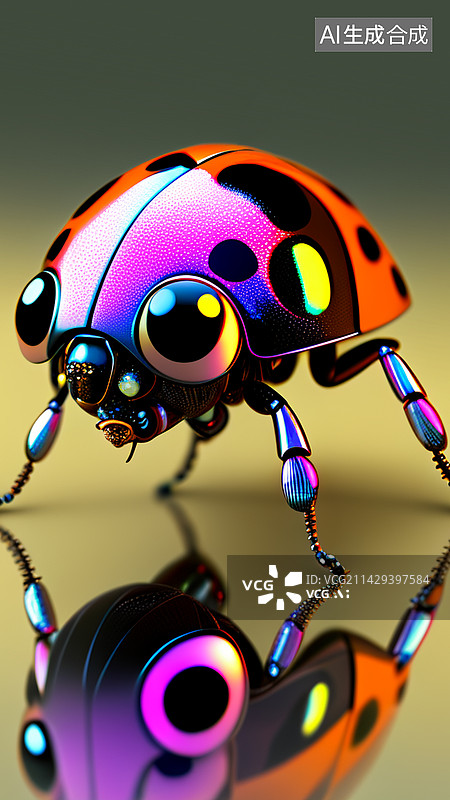 【AI数字艺术】七星瓢虫机械科技风图片素材