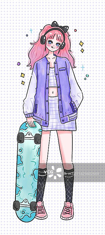 滑板女孩图片素材