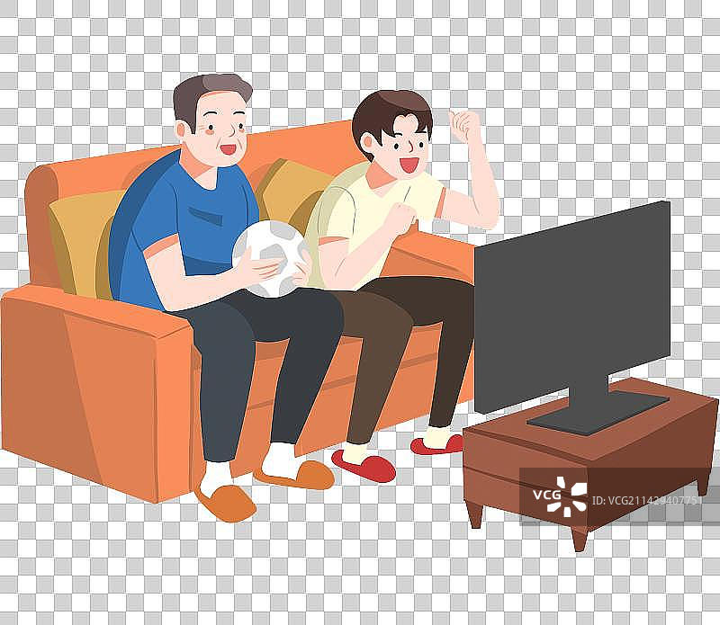 父子一起看球赛图片素材