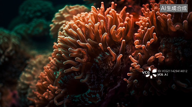【AI数字艺术】海洋中珊瑚的特写镜头图片素材