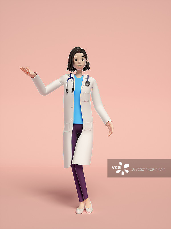 三维渲染的年轻女医生图片素材