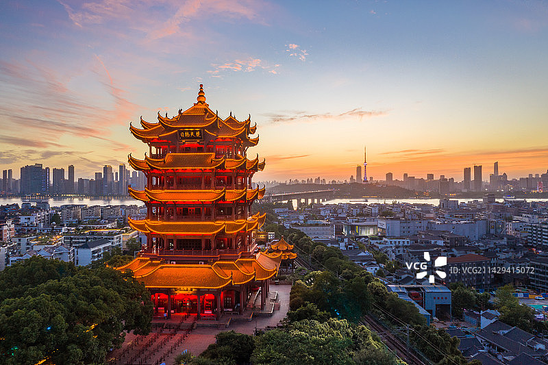 武汉城市风光黄鹤楼航拍图片素材