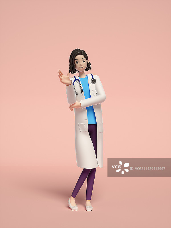 三维渲染的年轻女医生图片素材