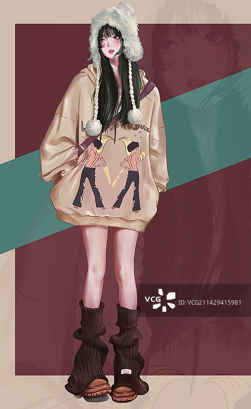 日韩少女杂志海报风图片素材