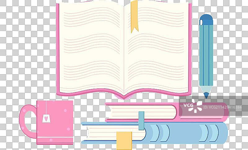 手绘卡通打开的书本课本教科书图片素材