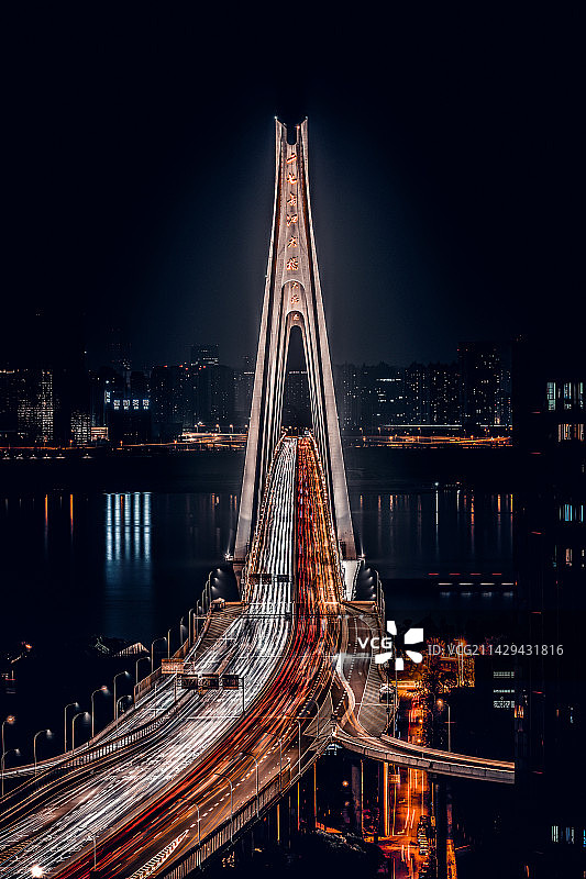 武汉二七长江大桥夜景图片素材