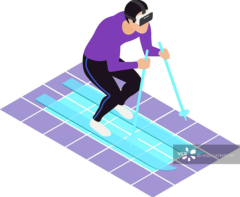 VR滑雪2.5D合成图片素材