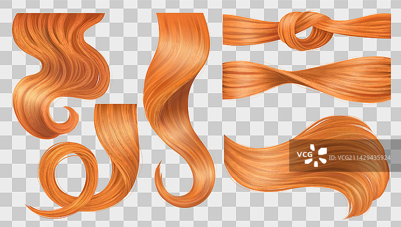 红色卷发造型合集图片素材