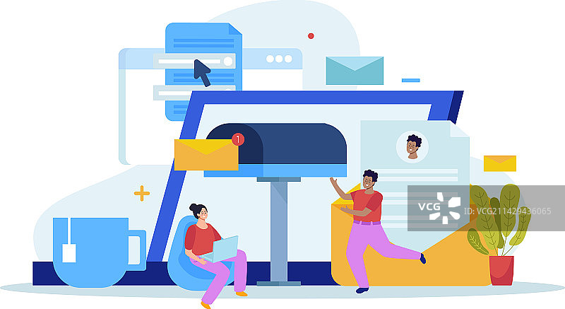 邮件订阅扁平组合图片素材