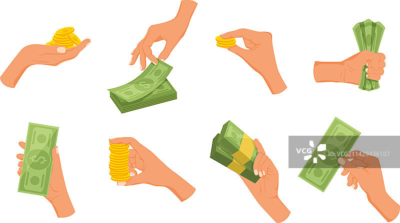 手和钱组合图片素材