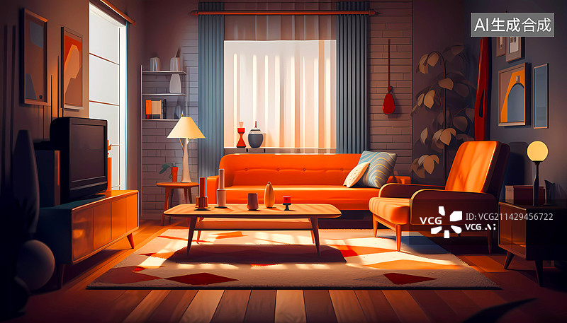 【AI数字艺术】现代起居室系列图片素材