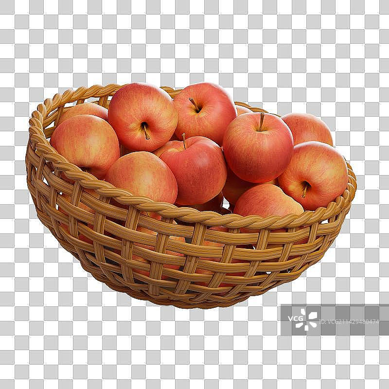 3D渲染写实风格一篮苹果图片素材