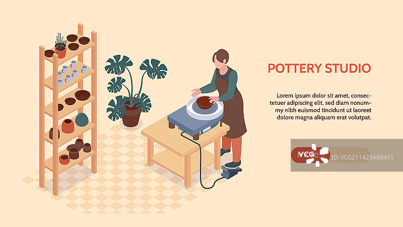 2.5D陶器横幅banner图片素材