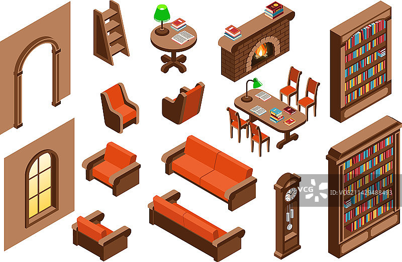 2.5D图书馆场景图片素材