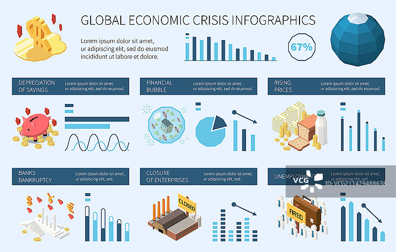 2.5D通货膨胀金融信息图图片素材