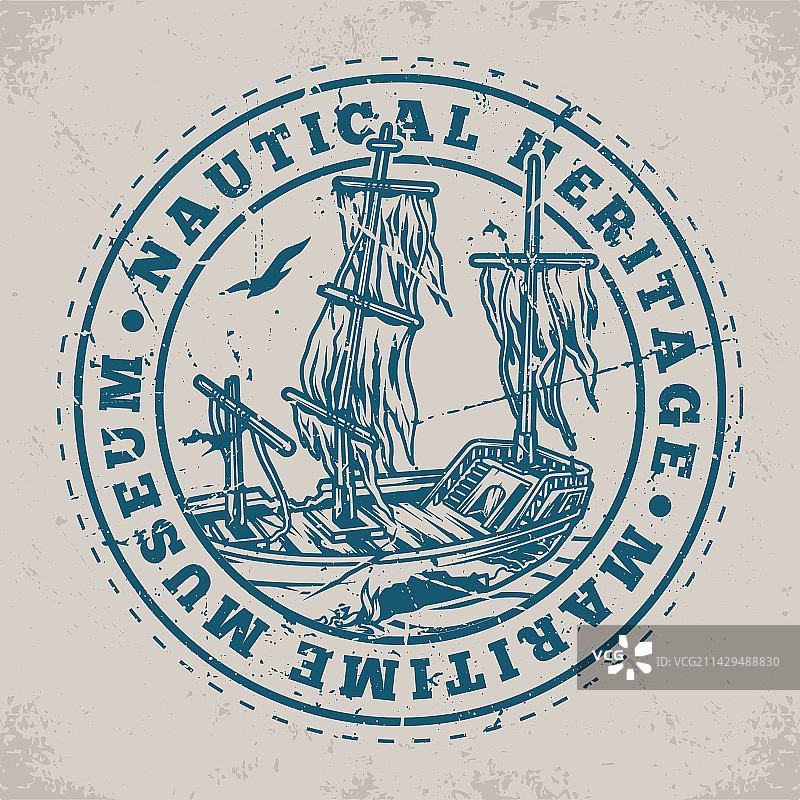 航海博物馆复古标签图片素材