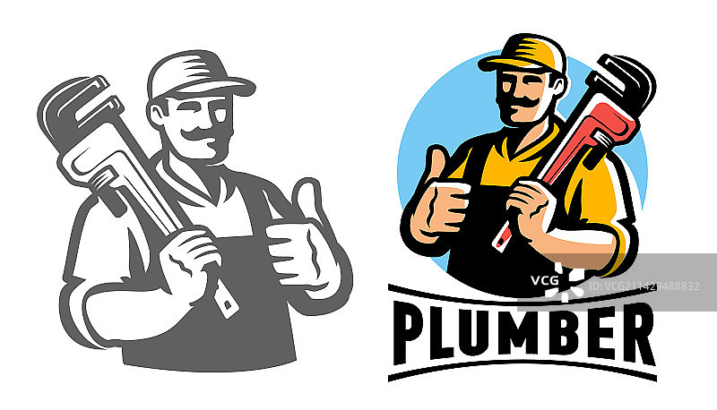 提供技术服务的水管扳手水管工图片素材