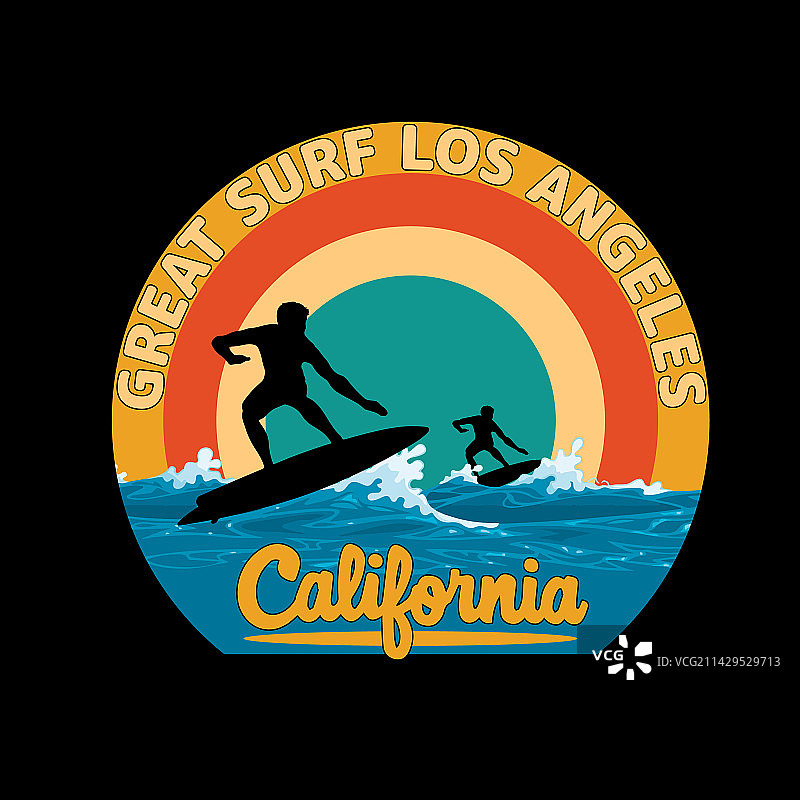 加州冲浪T恤设计图片素材
