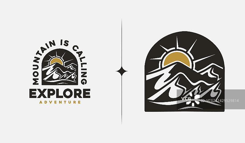 山顶阳光单线通用图案图片素材