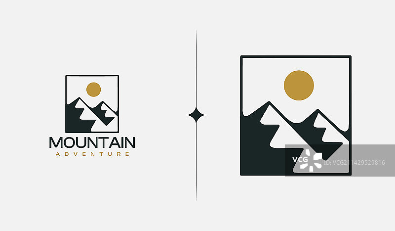 山顶阳光单线通用图案图片素材