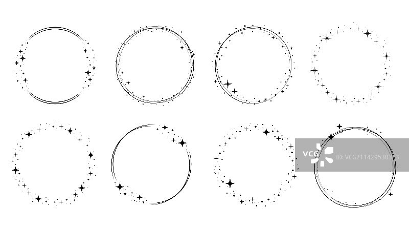 闪耀圆形星形边框套装图片素材