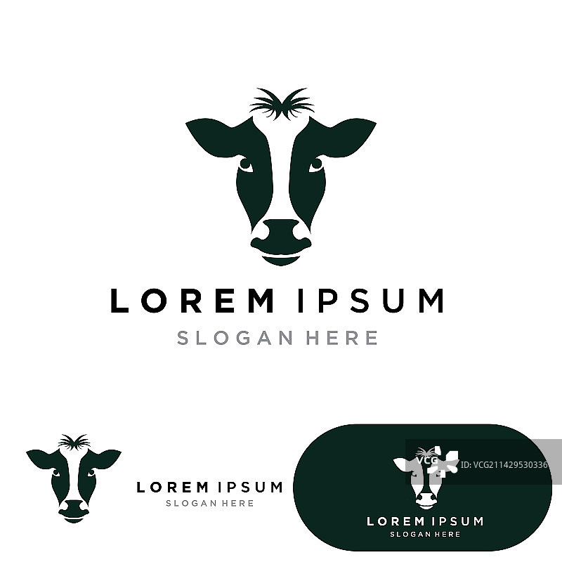 奶牛头部标志和logo模板图片素材