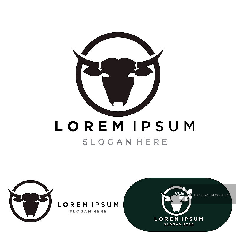 奶牛头部标志和logo模板图片素材