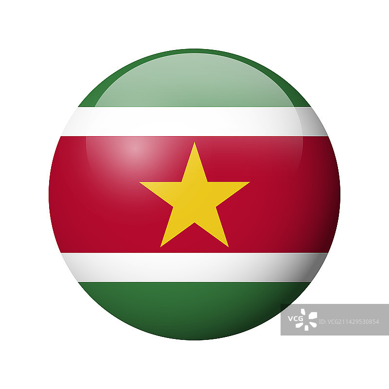 苏里南光泽圆形徽章旗帜图片素材