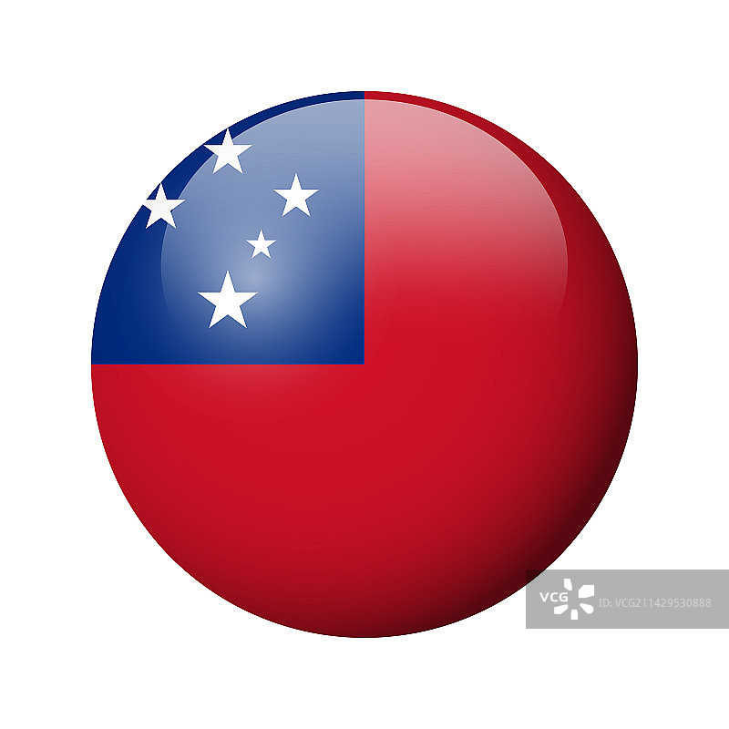 萨摩亚光面圆形徽章旗图片素材