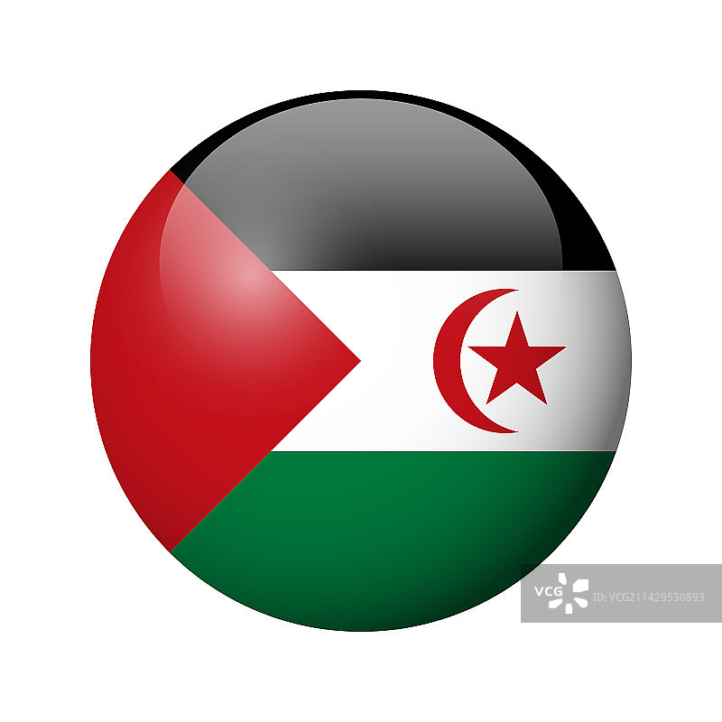 阿拉伯撒哈拉光面圆形徽章旗帜图片素材