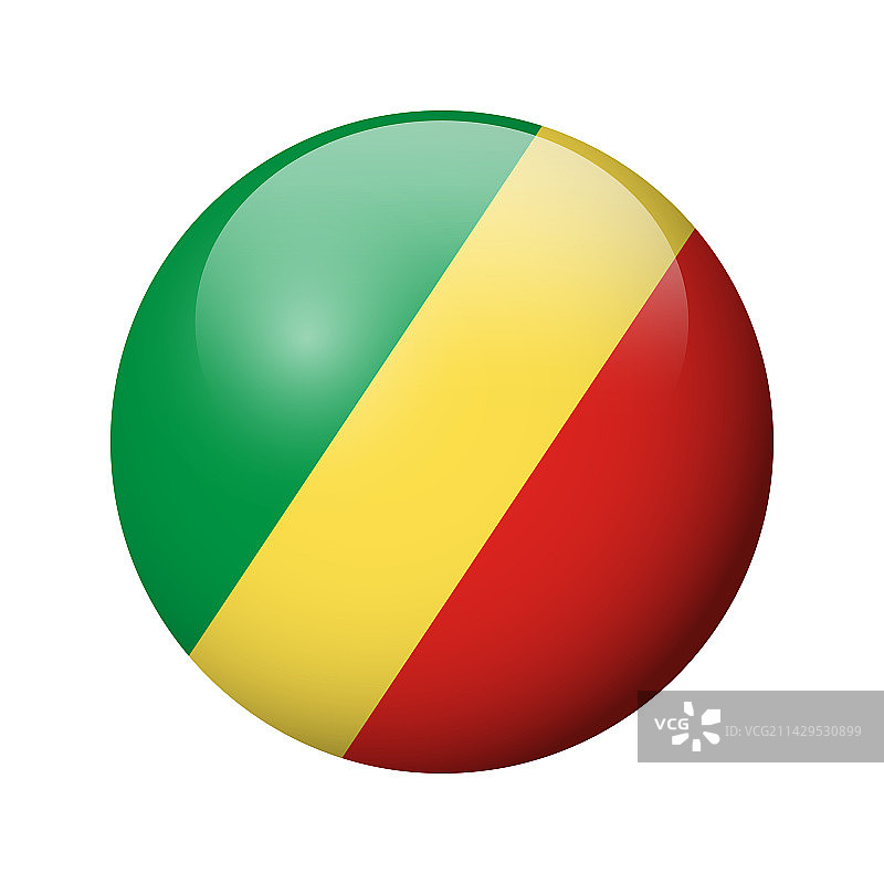 刚果共和国光面圆形徽章旗帜图片素材