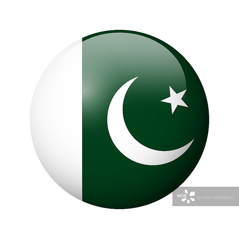 巴基斯坦光泽圆形徽章旗图片素材