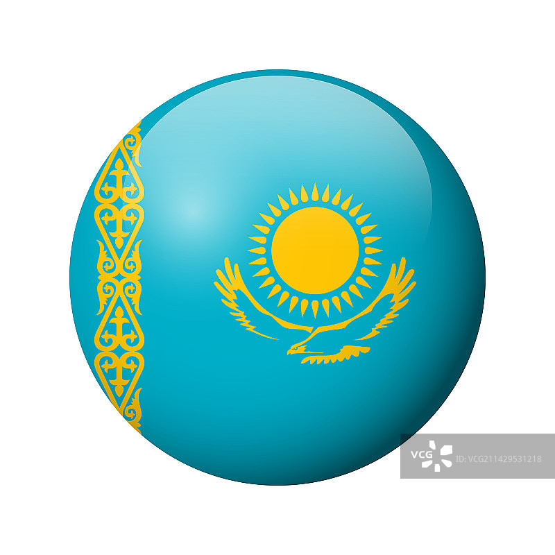 哈萨克斯坦光面圆形徽章旗图片素材