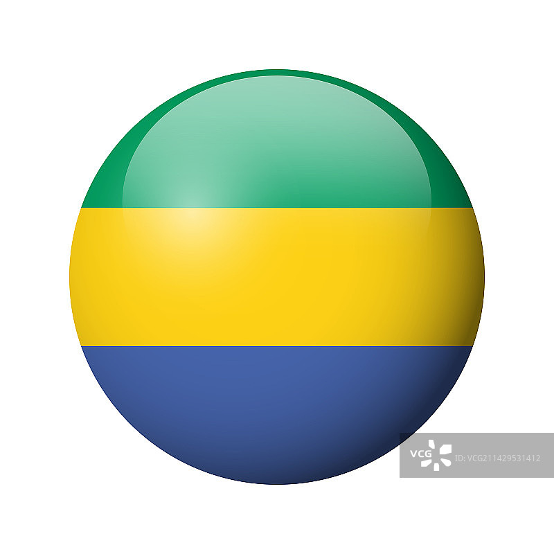 加蓬国旗光面圆形徽章图片素材